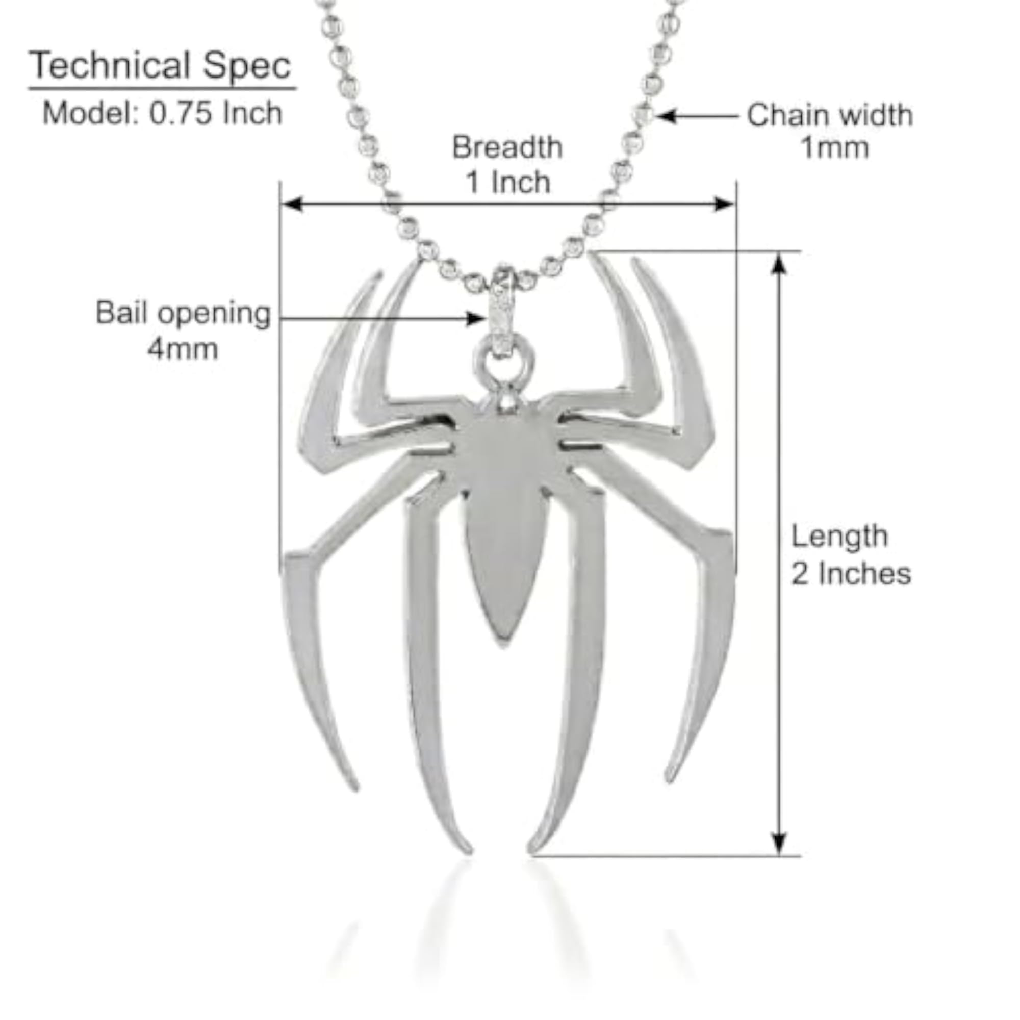 Unisex Pure Solid Stainless Steel Spider Pendant Necklace